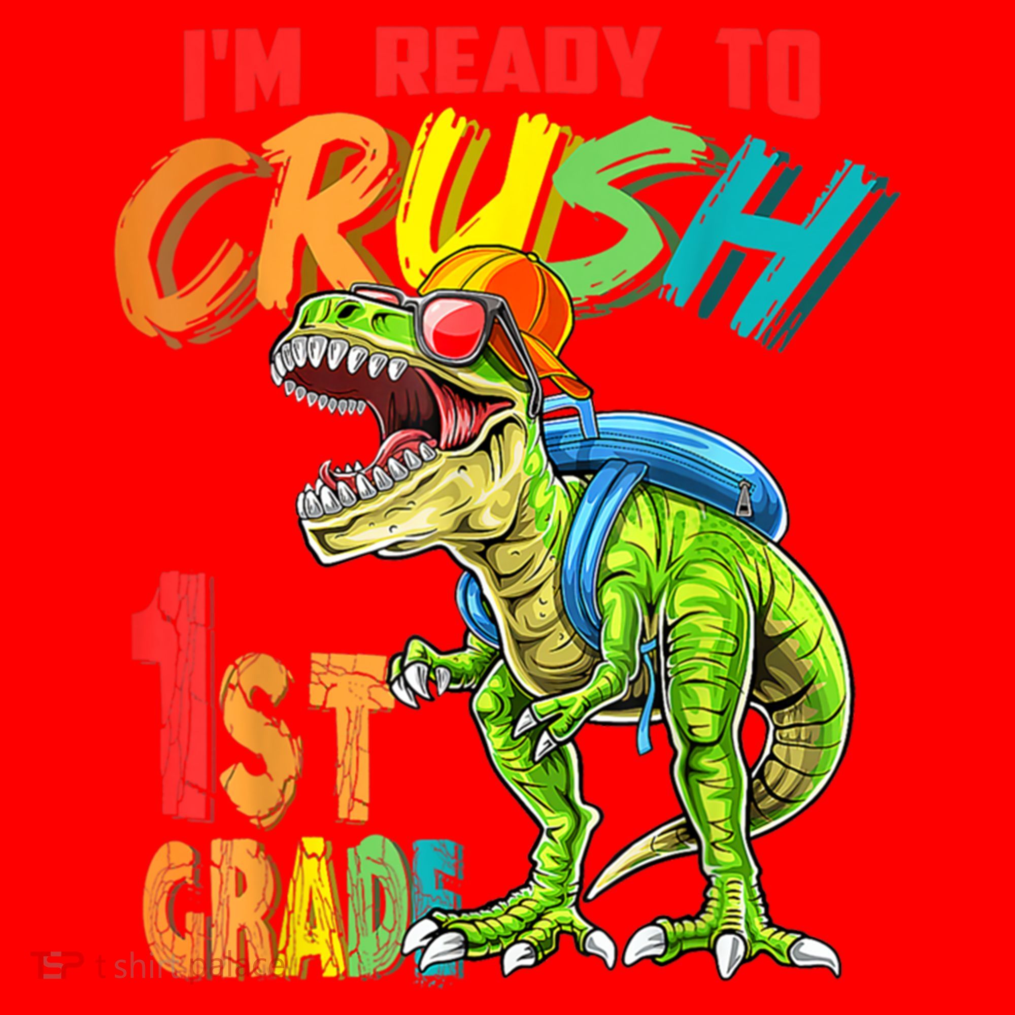 Im Ready To Crush 1St Grade T Rex Dinosaur Back To School Gift Santa Hat