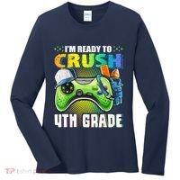 Im Ready To Crush 4th Grade Back To School Video Game Boy Women's Long Sleeve Shirt thumb 0