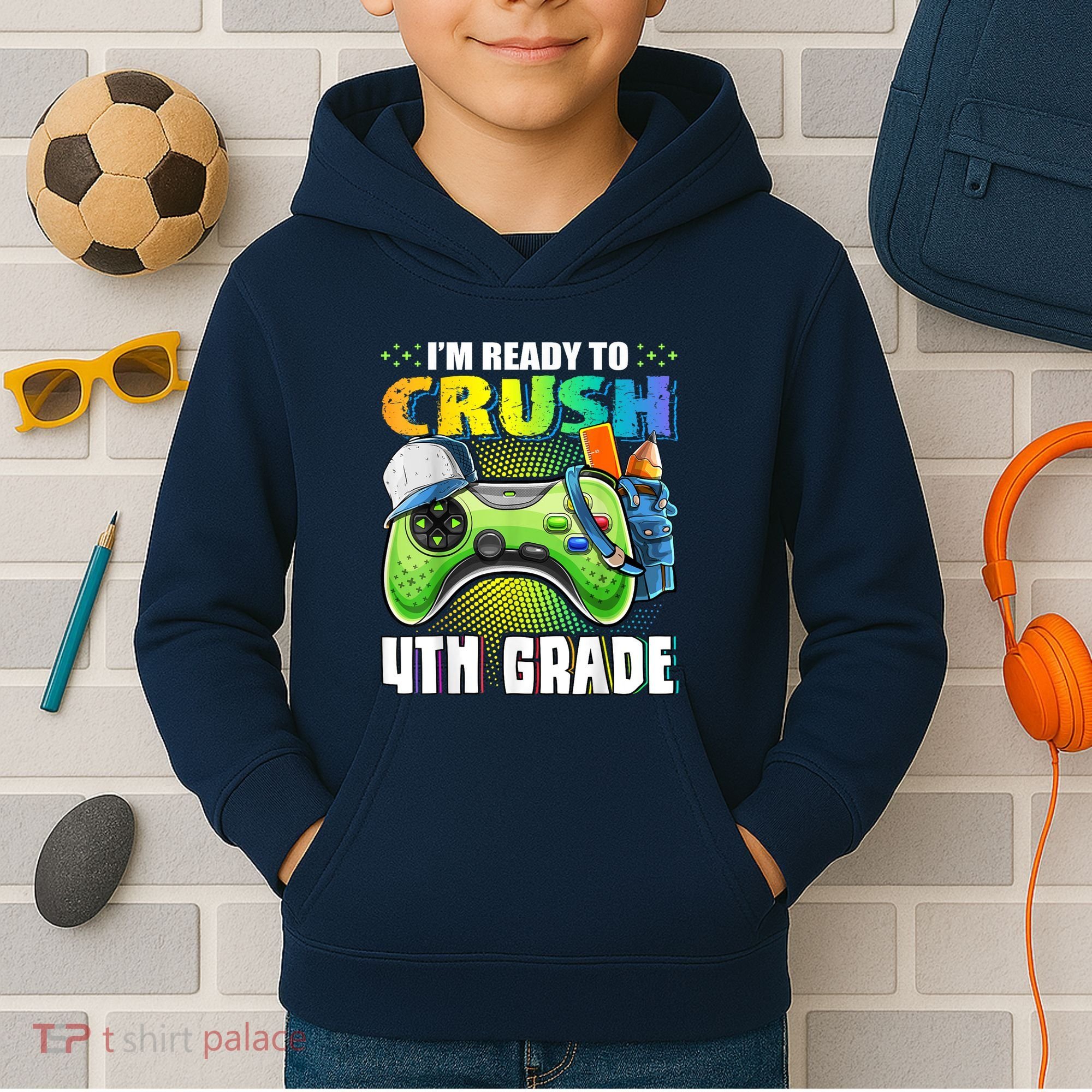 Im Ready To Crush 4th Grade Back To School Video Game Boy Kids Hoodie