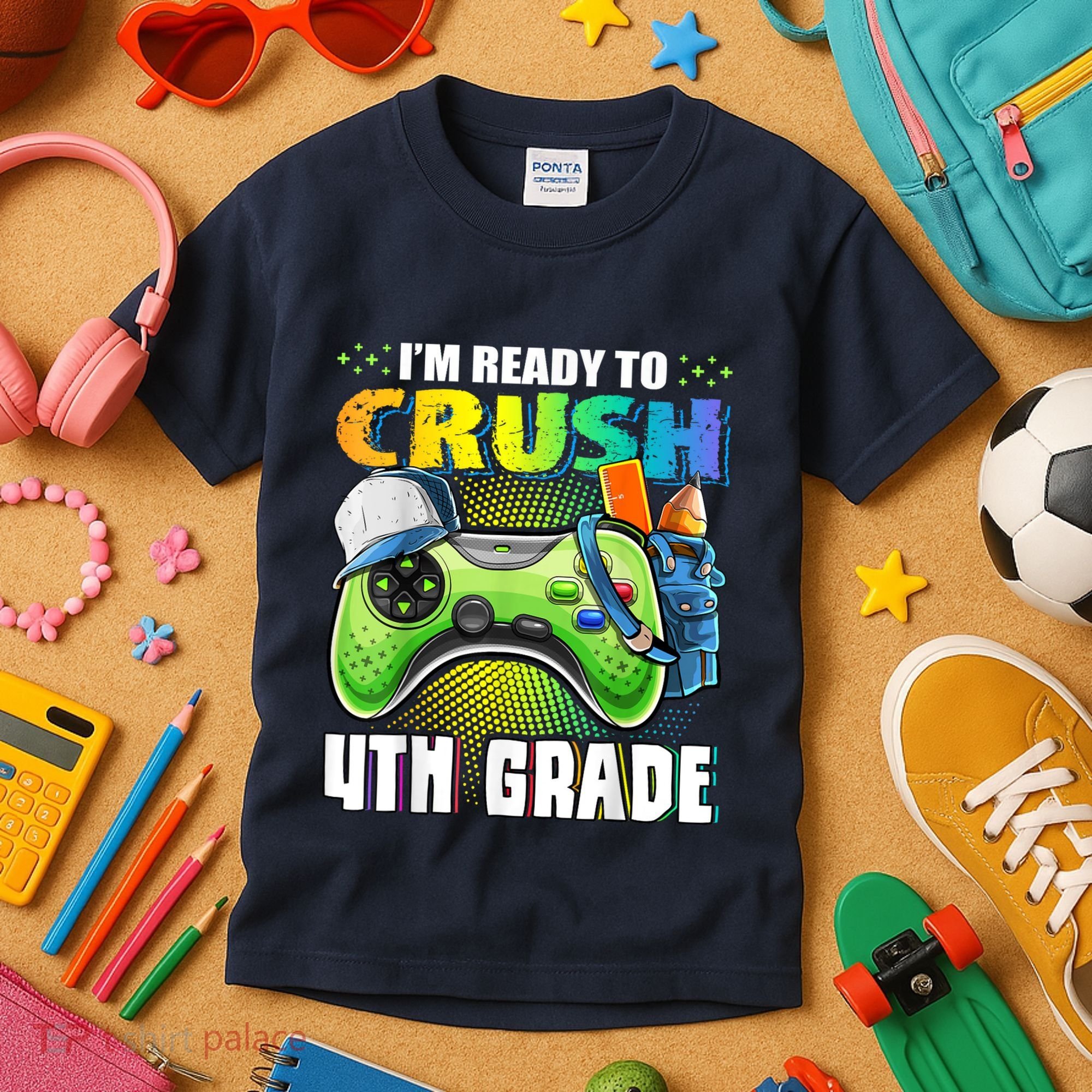 Im Ready To Crush 4th Grade Back To School Video Game Boy Kids T-Shirt