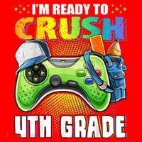 Im Ready To Crush 4th Grade Back To School Video Game Boy Santa Hat thumb 1