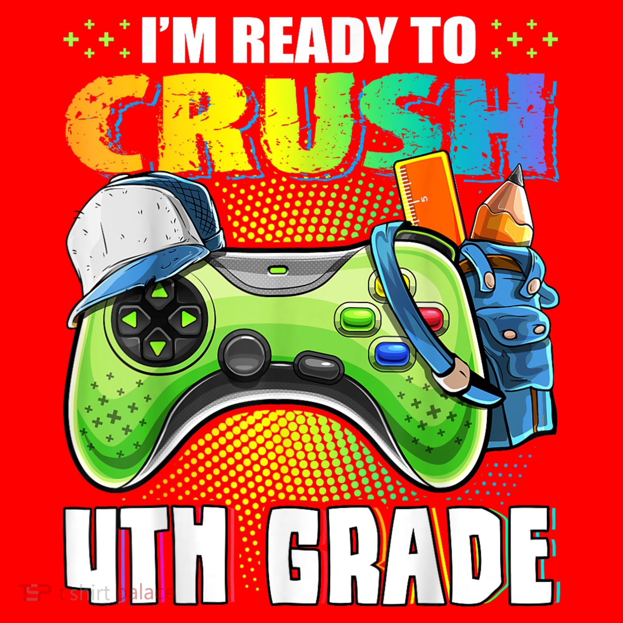 Im Ready To Crush 4th Grade Back To School Video Game Boy Santa Hat