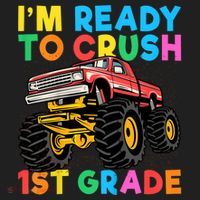 Im Ready To Crush 1st Grade First Day Monster Truck Beanie thumb 2