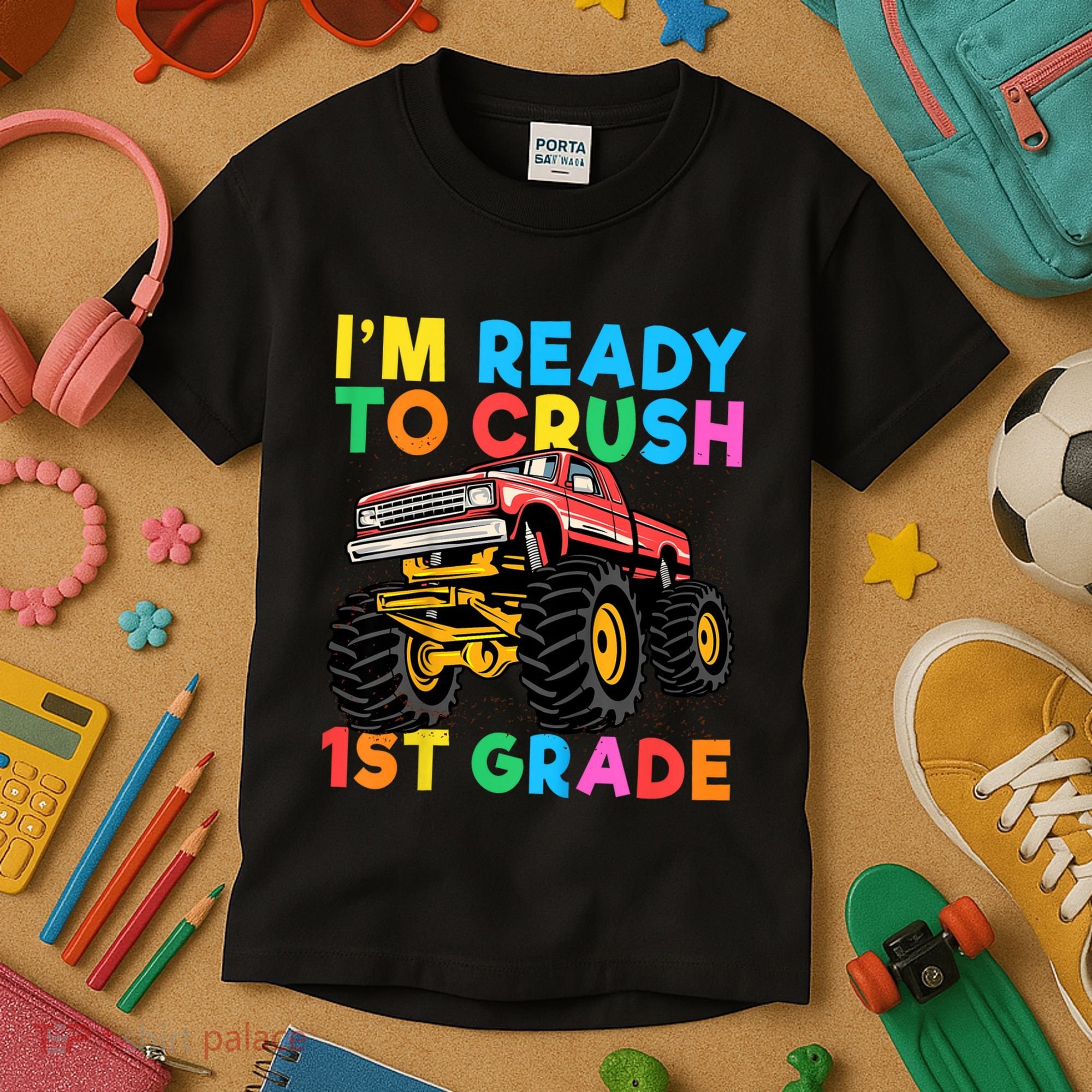 Im Ready To Crush 1st Grade First Day Monster Truck Kids T-Shirt