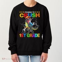 Im Ready To Crush 1St Grade T Rex Dinosaur Back To School Cute Gift Women's Sweatshirt thumb 0
