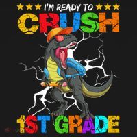 Im Ready To Crush 1St Grade T Rex Dinosaur Back To School Cute Gift Women's Hoodie thumb 2