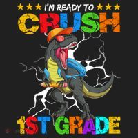 Im Ready To Crush 1St Grade T Rex Dinosaur Back To School Cute Gift Hat thumb 2