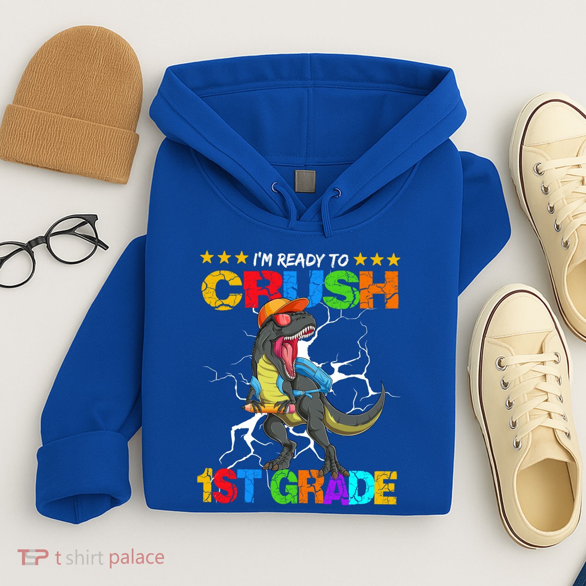 Im Ready To Crush 1St Grade T Rex Dinosaur Back To School Cute Gift Hoodie