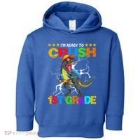 Im Ready To Crush 1St Grade T Rex Dinosaur Back To School Cute Gift Toddler Hoodie thumb 0