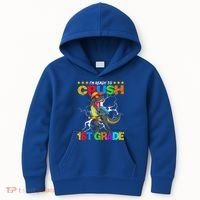 Im Ready To Crush 1St Grade T Rex Dinosaur Back To School Cute Gift Kids Hoodie thumb 0