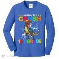 Im Ready To Crush 1St Grade T Rex Dinosaur Back To School Cute Gift Kids Long Sleeve Shirt thumb 0