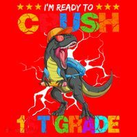 Im Ready To Crush 1St Grade T Rex Dinosaur Back To School Cute Gift Santa Hat thumb 1