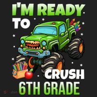 I'm Ready To Crush 6th Grade Monster Truck Golf Towel thumb 3