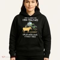 I Ride Tractors I Play With Cows And I Forget Things Farmer Hoodie thumb 5