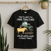 I Ride Tractors I Play With Cows And I Forget Things Farmer T-Shirt thumb 2