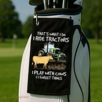 I Ride Tractors I Play With Cows And I Forget Things Farmer Golf Towel thumb 2