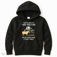 I Ride Tractors I Play With Cows And I Forget Things Farmer Kids Hoodie thumb 0
