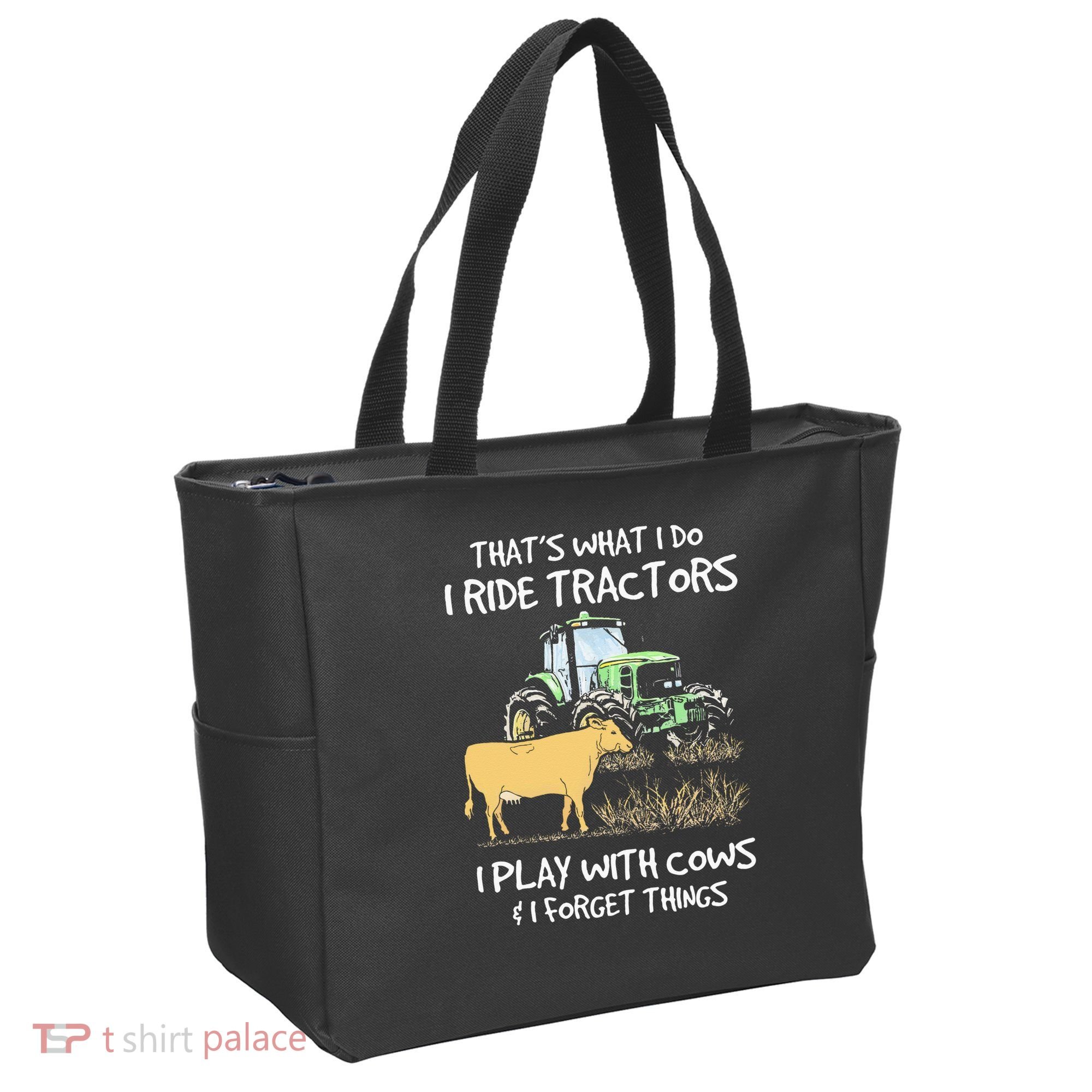 I Ride Tractors I Play With Cows And I Forget Things Farmer Tote Bag