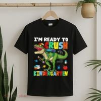 I'm Ready To Crush Kindergarten Back To School Dinosaur T-Shirt thumb 2