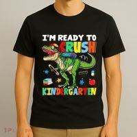 I'm Ready To Crush Kindergarten Back To School Dinosaur T-Shirt thumb 3