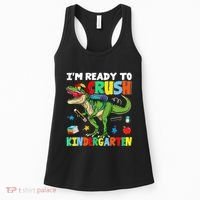 I'm Ready To Crush Kindergarten Back To School Dinosaur Women's Tank Top thumb 0
