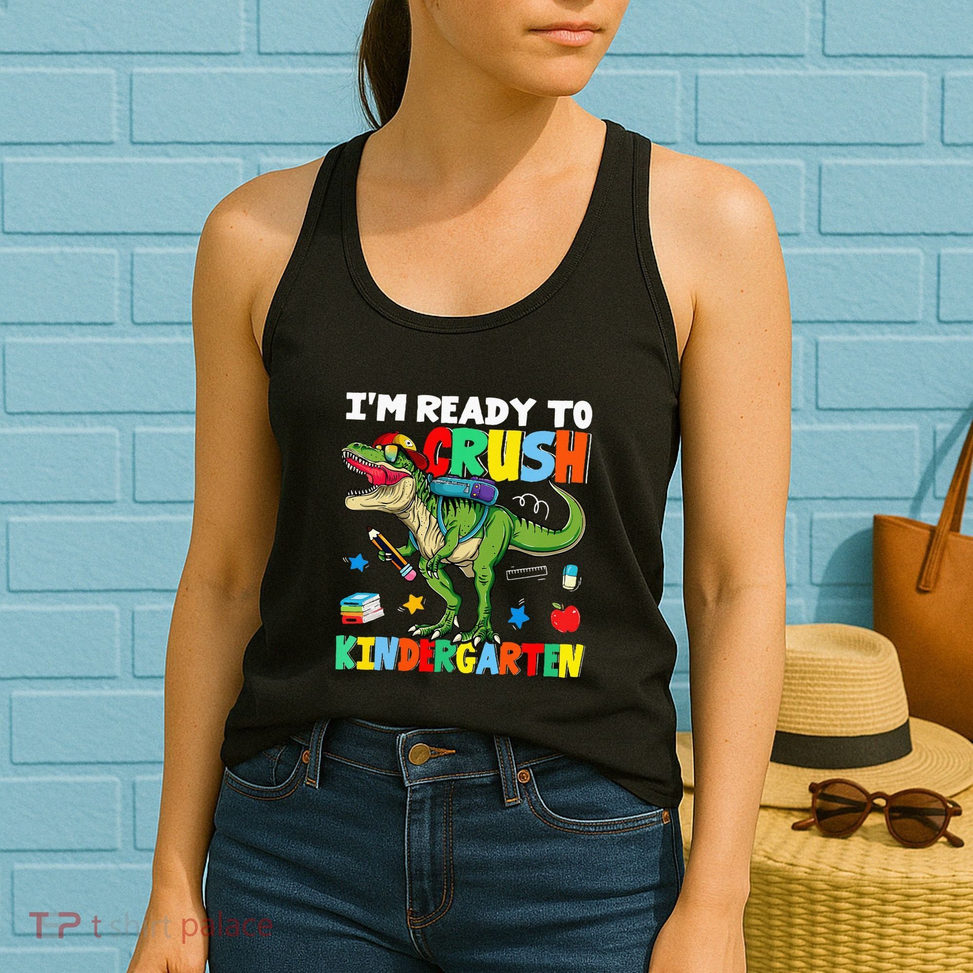 I'm Ready To Crush Kindergarten Back To School Dinosaur Women's Tank Top