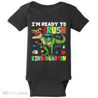 I'm Ready To Crush Kindergarten Back To School Dinosaur Baby Bodysuit thumb 0
