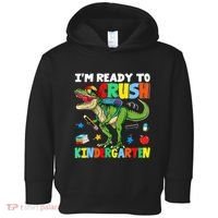 I'm Ready To Crush Kindergarten Back To School Dinosaur Toddler Hoodie thumb 0