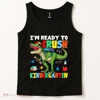 I'm Ready To Crush Kindergarten Back To School Dinosaur Tank Top thumb 2