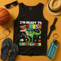 I'm Ready To Crush Kindergarten Back To School Dinosaur Tank Top thumb 4