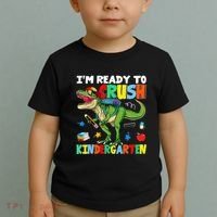 I'm Ready To Crush Kindergarten Back To School Dinosaur Toddler T-Shirt thumb 2