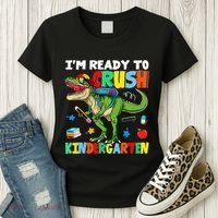 I'm Ready To Crush Kindergarten Back To School Dinosaur Women's T-Shirt thumb 3