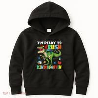 I'm Ready To Crush Kindergarten Back To School Dinosaur Kids Hoodie thumb 0