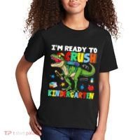 I'm Ready To Crush Kindergarten Back To School Dinosaur Kids T-Shirt thumb 2