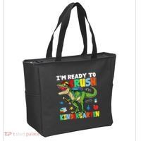 I'm Ready To Crush Kindergarten Back To School Dinosaur Tote Bag thumb 2