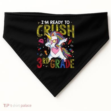 Im Ready To Crush 3Rd Grade Dabbing Unicorn Third Grade Great Gift USA-Made Doggie Bandana
