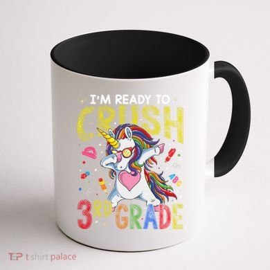Im Ready To Crush 3Rd Grade Dabbing Unicorn Third Grade Great Gift Coffee Mug back