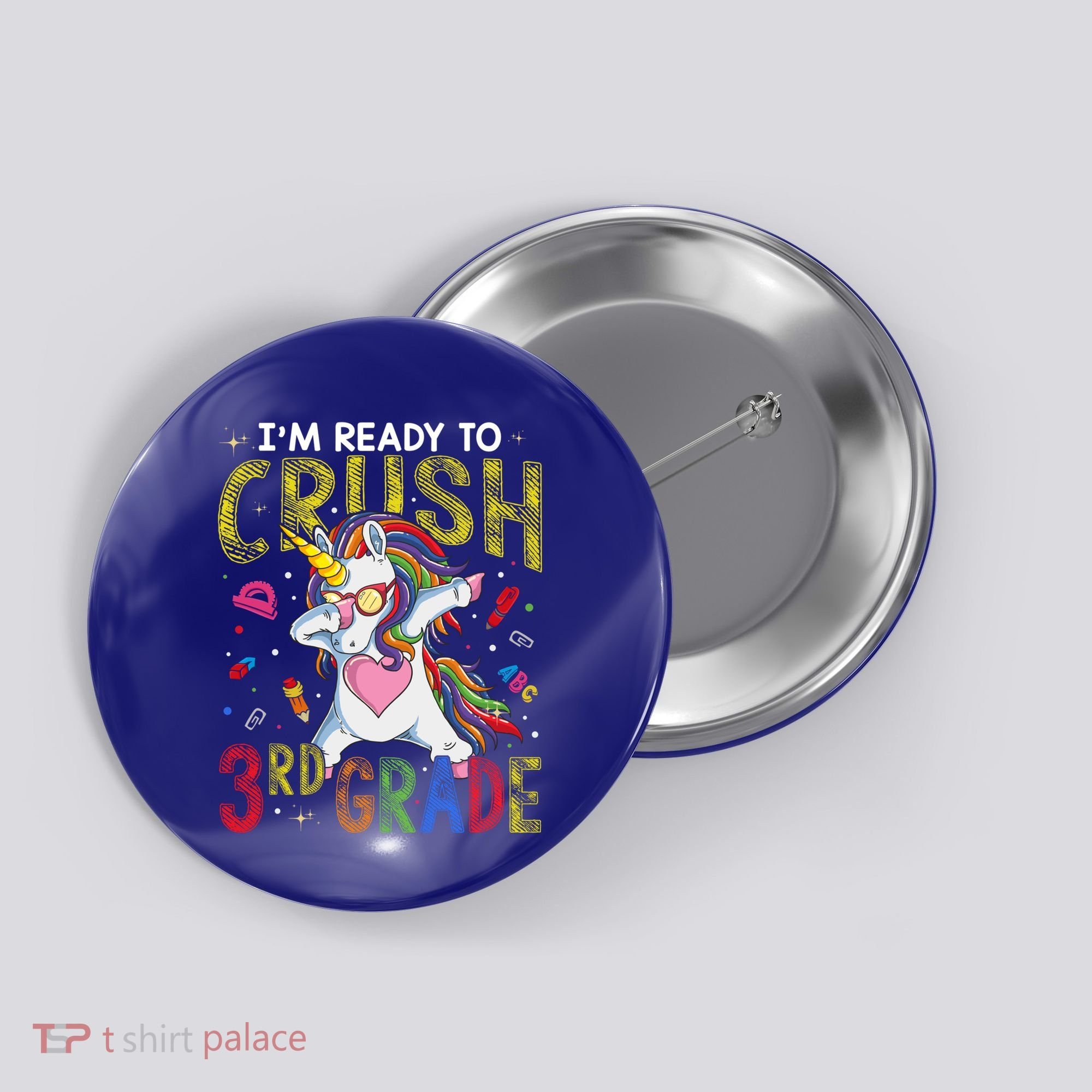 Im Ready To Crush 3Rd Grade Dabbing Unicorn Third Grade Great Gift Button