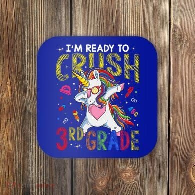Im Ready To Crush 3Rd Grade Dabbing Unicorn Third Grade Great Gift Coaster