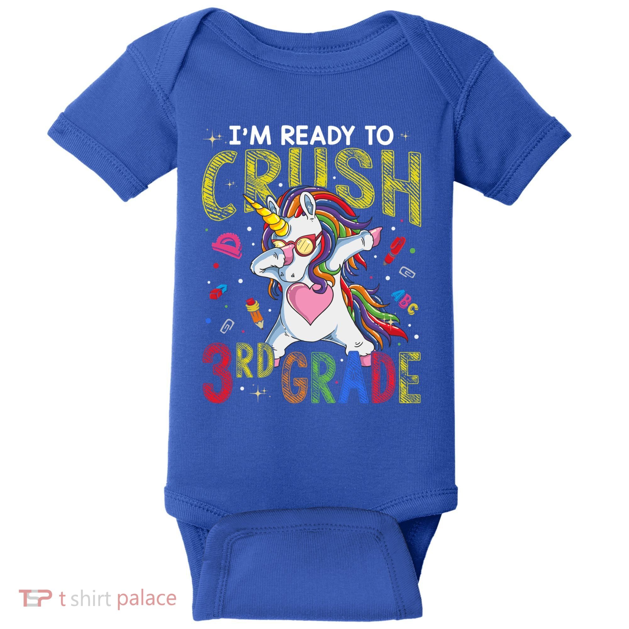 Im Ready To Crush 3Rd Grade Dabbing Unicorn Third Grade Great Gift Baby Bodysuit