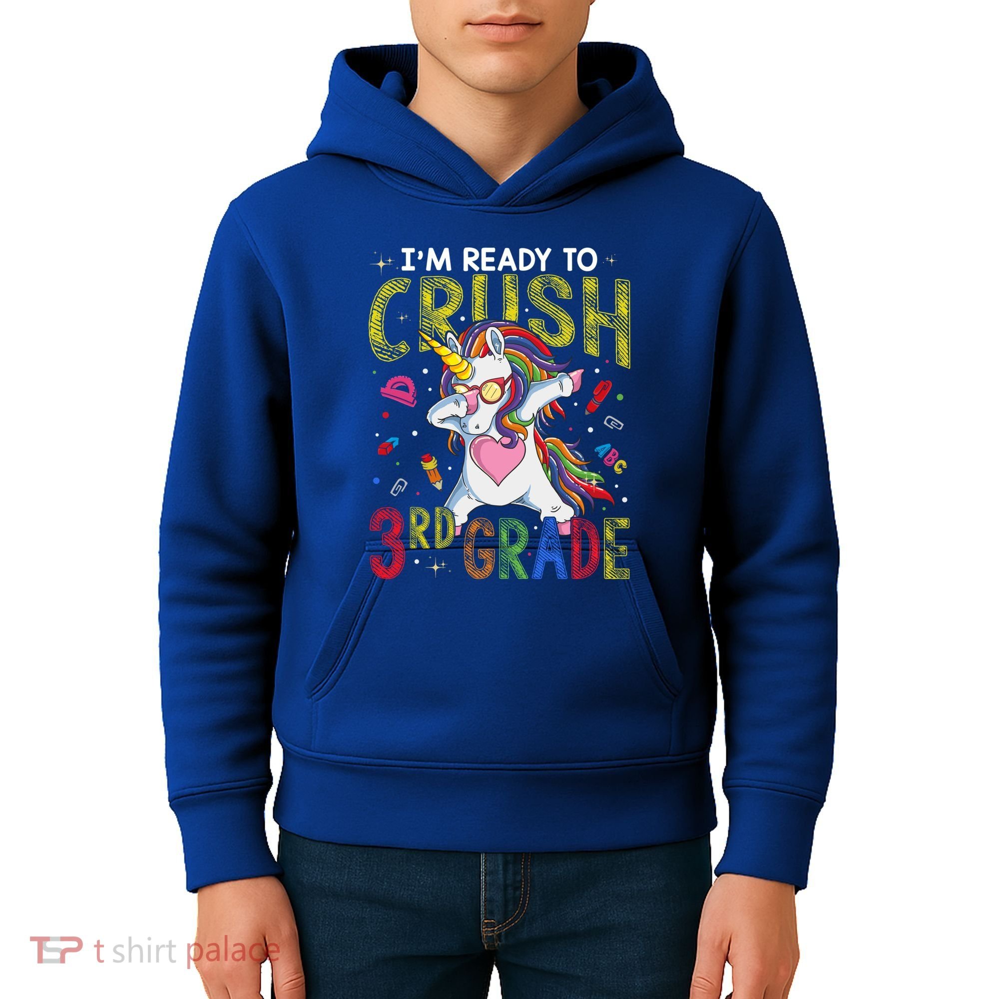 Im Ready To Crush 3Rd Grade Dabbing Unicorn Third Grade Great Gift Kids Hoodie