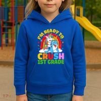Im Ready To Crush 1St Grade Unicorn Narwhal Back To School Funny Gift Kids Hoodie thumb 3