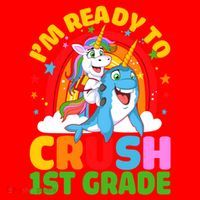 Im Ready To Crush 1St Grade Unicorn Narwhal Back To School Funny Gift Santa Hat thumb 1