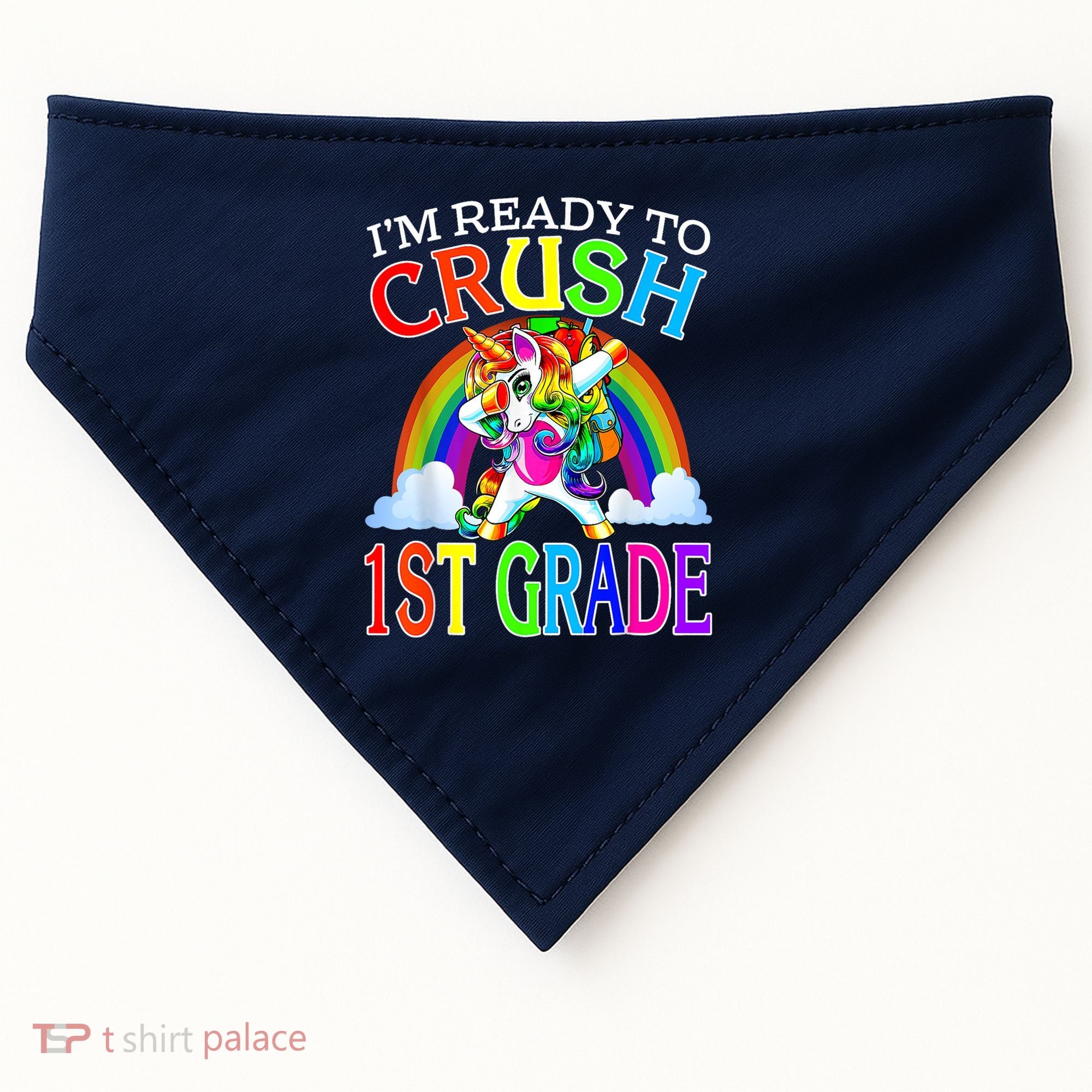 Im Ready To Crush 1st Grade Unicorn Back To School USA-Made Doggie Bandana