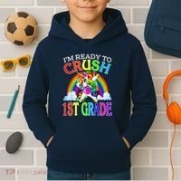 Im Ready To Crush 1st Grade Unicorn Back To School Kids Hoodie thumb 2