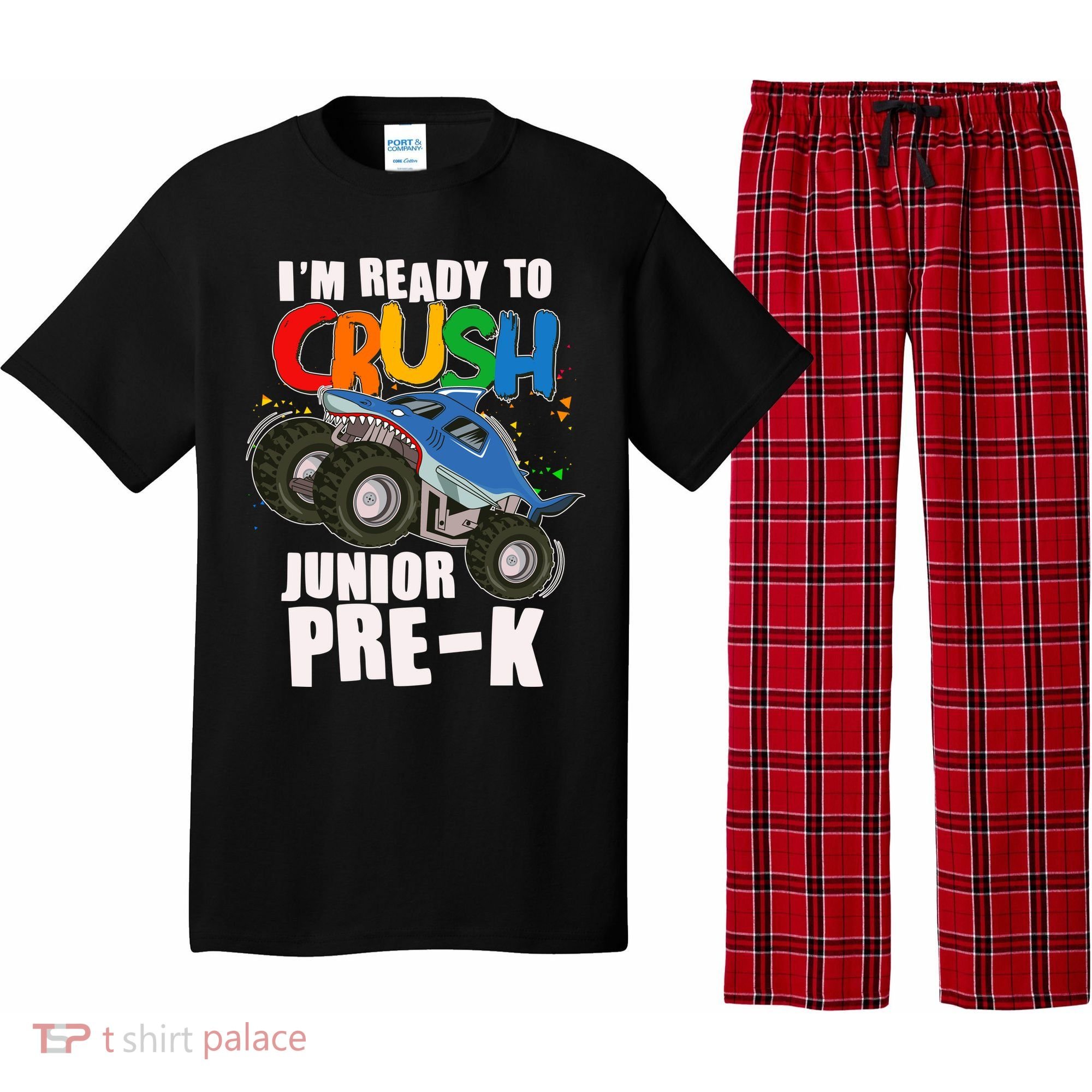 Im Ready To Crush Junior Pre K Shark Monster Truck Pajama Set