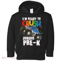 Im Ready To Crush Junior Pre K Shark Monster Truck Toddler Hoodie thumb 0