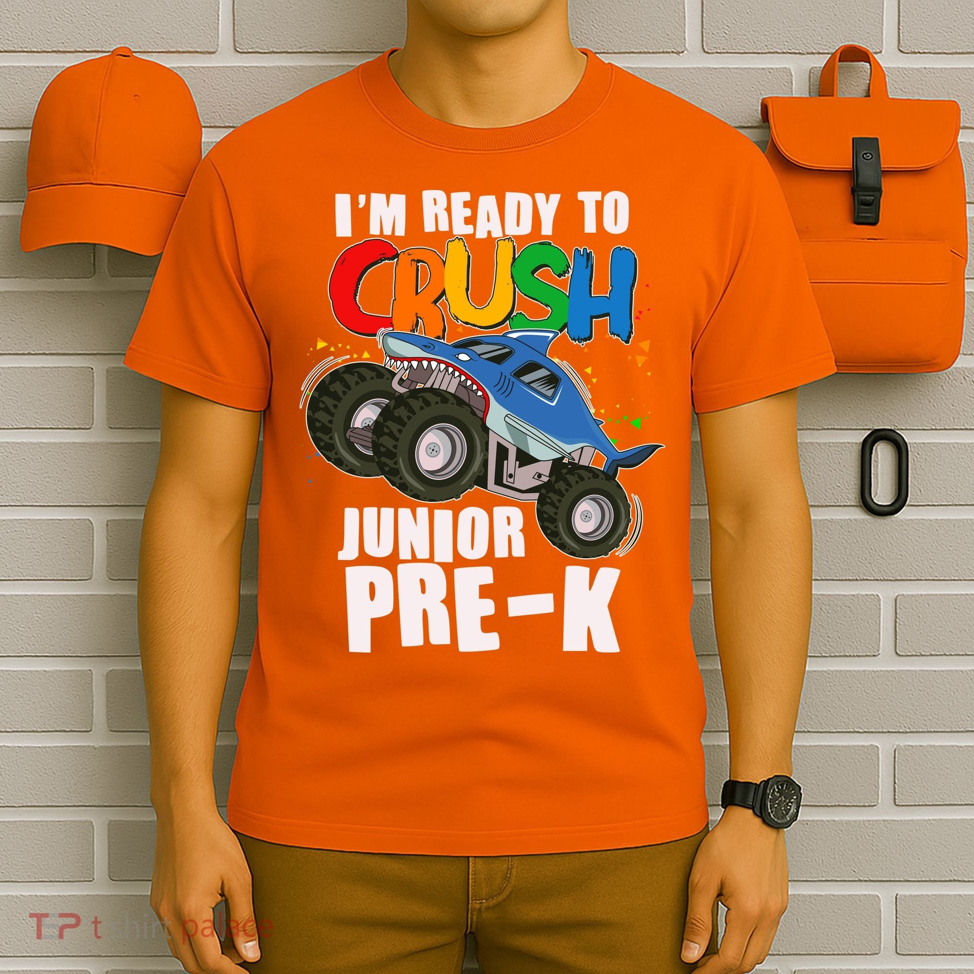 Im Ready To Crush Junior Pre K Shark Monster Truck T-Shirt