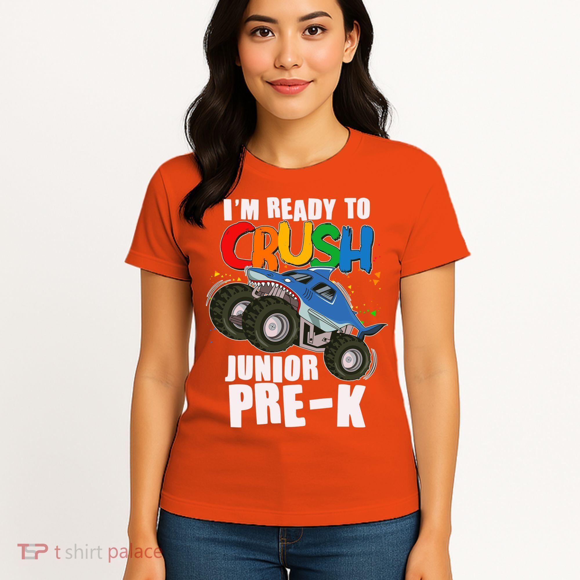 Im Ready To Crush Junior Pre K Shark Monster Truck Women's T-Shirt