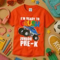 Im Ready To Crush Junior Pre K Shark Monster Truck Kids T-Shirt thumb 3
